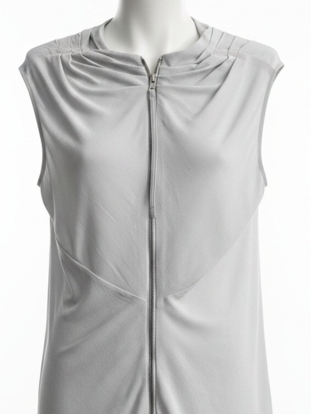 Rick Owens "Walrus" Sleeveless Zip-Front Pearl Grey Top - Picture 11 of 12